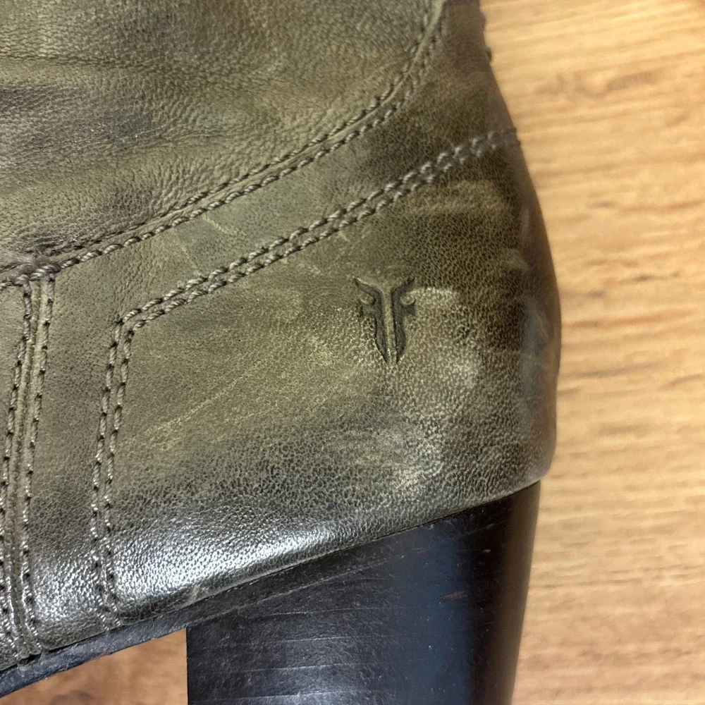 FRYE Carson Mid-Heel Short Boots Charcoal‎ Gray Women Size 10 Leather Rugged